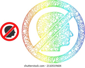 Net mesh stop human framework icon with spectral gradient. Vibrant carcass mesh stop human icon. Flat mesh created from stop human symbol and intersected lines.