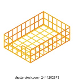 Net metal paper tray icon isometric vector. Office unit case. Basket shelf