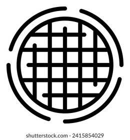 Umriss-Vektorgrafik des virtuellen Übersetzers. Rednerkonferenz. Sprachgrenze