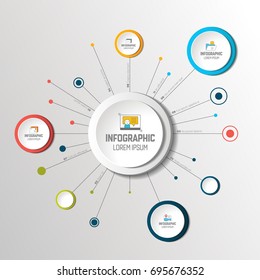 Net, molecule structure with circles.  Infographic, template,  network, flow chart, diagram. 