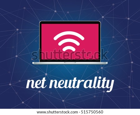 net neutrality concept illustration with signal wifi symbol on the screen laptop and galaxy background