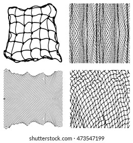 Net Pattern. Rope Net Vector Silhouette. Soccer, Football, Volleyball, Tennis And Tennis Net Pattern. Fisherman Hunting Net Rope Texture / Pattern.