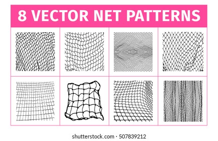 Net pattern. Rope net vector silhouette. Soccer, football, volleyball, tennis and tennis net pattern. Fisherman hunting net rope texture / pattern.