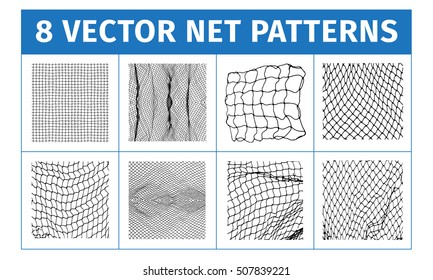 Net Pattern. Rope Net Vector Silhouette. Soccer, Football, Volleyball, Tennis And Tennis Net Pattern. Fisherman Hunting Net Rope Texture / Pattern.