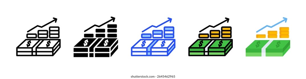 Coleção De Ícones De Lucro Líquido Com Vários Estilos