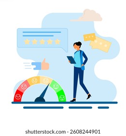 Net Promoter Score NPS. Concept of Measuring customer assessment and predicting business growth. EPS 2