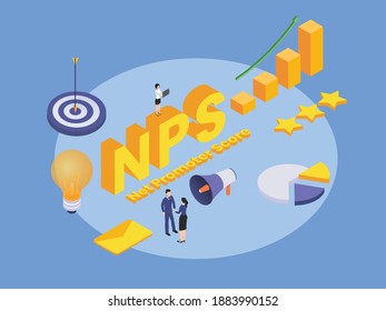 net promoter score (nps) isometric 3d vector concept for banner, website, illustration, landing page, flyer, etc.