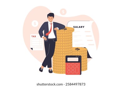 Net salary vector illustration. Illustrations for websites, landing pages, mobile apps, posters and banners. Trendy flat vector illustrations