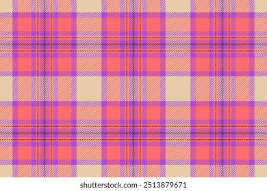 Net seamless pattern background, flannel texture textile vector. Mat check plaid tartan fabric in red and purple colors palette.
