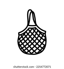 net shopping bag doodle icon, vector illustration