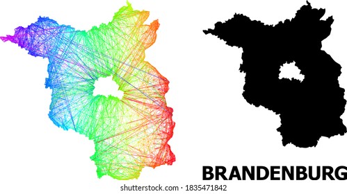Net and solid map of Brandenburg State. Vector model is created from map of Brandenburg State with intersected random lines, and has rainbow gradient.