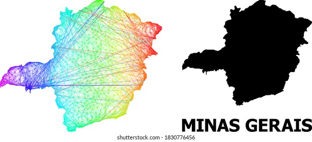 Net and solid map of Minas Gerais State. Vector model is created from map of Minas Gerais State with intersected random lines, and has spectral gradient. Abstract lines form map of Minas Gerais State.
