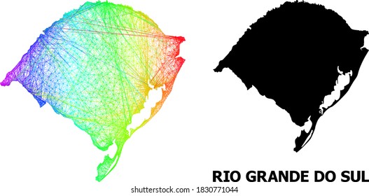 Mapa neto y sólido del estado de Rio Grande do Sul. El modelo vectorial se crea a partir del mapa del estado de Rio Grande do Sul con líneas aleatorias interseccionadas, y tiene gradiente de espectro.