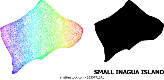 Net and solid map of Small Inagua Island. Vector structure is created from map of Small Inagua Island with intersected random lines, and has bright spectral gradient.