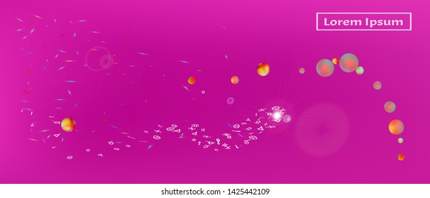 Net space and signs confetti. Background colorful. Funny colorific illustration. Super Ultra Wide themed background. Colorful fresh abstraction. Magneta main theme.