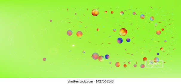 Net space and signs confetti. Background color. Funny colorific illustration. Abstract universe and signs Ultra Wide background illustration. Colorful pure abstraction. Lime main theme.