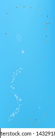 Net space and signs confetti. Background mesh. Minimal colorific illustration. Abstract universe and signs Ultra Wide background, vertical illustration. Colorful new abstraction. Blue colored theme.