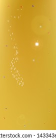 Net space and signs confetti. Background texture. Creative colorific illustration. Ultra Wide background portrait texture. Colorful pristine abstraction. Gold colored theme.