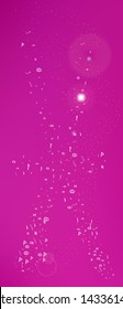 Net space and signs confetti. Background bright. Signs colorific illustration. Super Ultra Wide vertical themed background. Colorful cool abstraction. Magenta color theme.