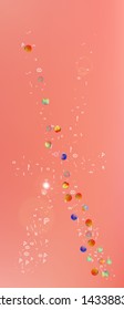 Net space and signs confetti. Background blend. Colorful colorific illustration. Super Ultra Wide vertical themed background. Colorful crisp abstraction. Coral theme.