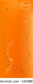 Net space and signs confetti. Background modern. Signs colorific illustration. A good Ultra Wide background. Colorful cool abstraction. Orange red theme.
