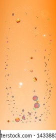 Net space and signs confetti. Background blend. Creative colorific illustration. Ultra Wide background portrait texture. Colorful clean abstraction. Orange red theme.