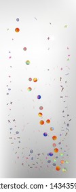 Net space and signs confetti. Background blur. Usefull colorific illustration. Colorful great space Ultra Wide background, vertical. Colorful new abstraction.