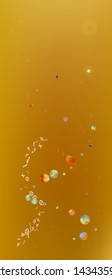 Net space and signs confetti. Background light. Signs colorific illustration. A good Ultra Wide background. Colorful breezy abstraction. Gold colored theme.