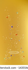 Net space and signs confetti. Background colorful. Liquid colorific illustration. Great - new portrait Ultra Wide backgrounds. Colorful fresh abstraction. Gold colored theme.