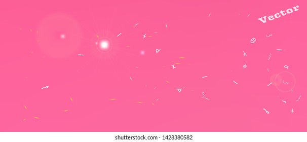 Net space and signs confetti. Creative colorific illustration. Background mesh. Abstract Ultra Wide background picture. Colorful pure abstraction. Magneta main theme.