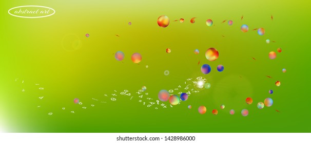 Net space and signs confetti. Funny colorific illustration. Background smooth. Great - new Ultra Wide backgrounds. Colorful net abstraction. Green colored.