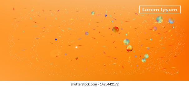 Net space and signs confetti. Professional colorific illustration. Background modern. Remarkable Ultra Wide universe background. Colorful clear abstraction. Orange red main theme.