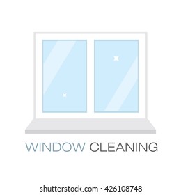 Net sparkling window sill. The emblem or logo of the cleaning company.  Vector illustration.