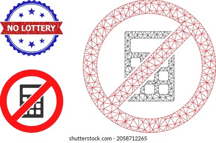 Net stop calculator framework icon, and bicolor unclean No Lottery watermark. Polygonal carcass image is designed with stop calculator icon.