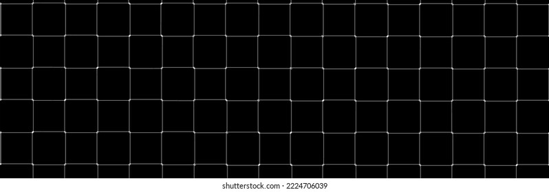 Net texture pattern on black background. Net texture pattern for backdrop and wallpaper. Realistic net pattern with white squares. Geometric background, vector illustration