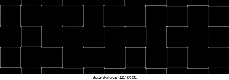 Net texture pattern on black background. Net texture pattern for backdrop and wallpaper. Realistic net pattern with white squares. Geometric background, vector illustration