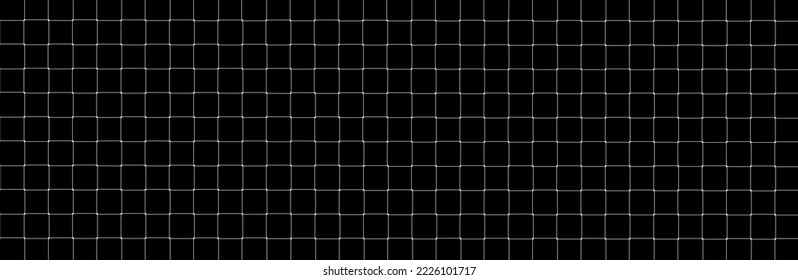 Nettes Texturmuster auf schwarzem Hintergrund. Netto-Texturmuster für Hintergrund und Bildschirmhintergrund. Realistisches Netzmuster mit weißen Quadraten. Geometrischer Hintergrund, Vektorgrafik