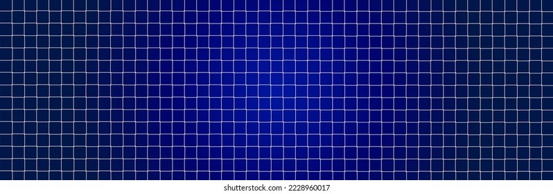 Net texture pattern on blue gradient background. Net texture pattern for backdrop and wallpaper. Realistic net pattern with white squares. Geometric background, vector illustration