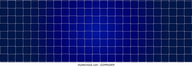 Net texture pattern on blue gradient background. Net texture pattern for backdrop and wallpaper. Realistic net pattern with white squares. Geometric background, vector illustration