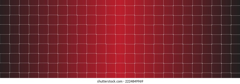 Net texture pattern on red gradient background. Net texture pattern for backdrop and wallpaper. Realistic net pattern with white squares. Geometric background, vector illustration
