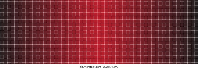 Net texture pattern on red gradient background. Net texture pattern for backdrop and wallpaper. Realistic net pattern with white squares. Geometric background, vector illustration