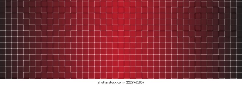 Net texture pattern on red gradient background. Net texture pattern for backdrop and wallpaper. Realistic net pattern with white squares. Geometric background, vector illustration