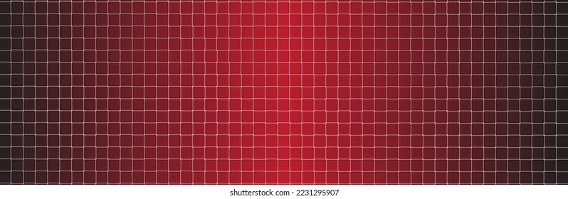 Net texture pattern on red gradient background. Net texture pattern for backdrop and wallpaper. Realistic net pattern with white squares. Geometric background, vector illustration