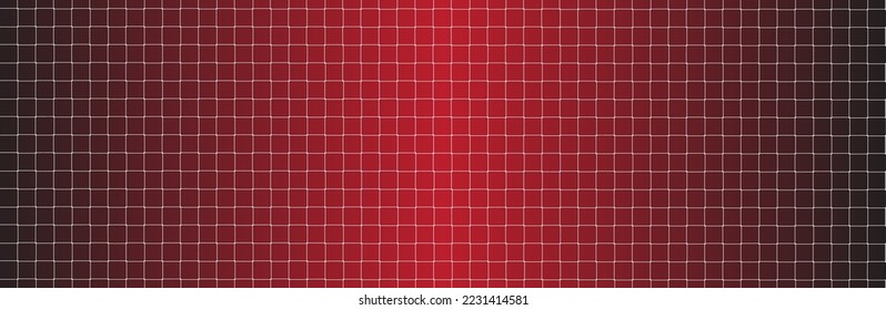 Net texture pattern on red gradient background. Net texture pattern for backdrop and wallpaper. Realistic net pattern with white squares. Geometric background, vector illustration