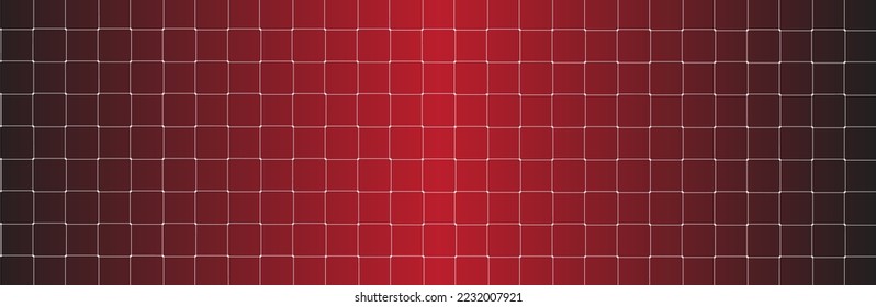Net texture pattern on red gradient background. Net texture pattern for backdrop and wallpaper. Realistic net pattern with white squares. Geometric background, vector illustration