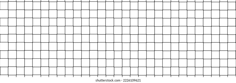 Net texture pattern on white background. Net texture pattern for backdrop and wallpaper. Realistic net pattern with black squares. Geometric background, vector illustration