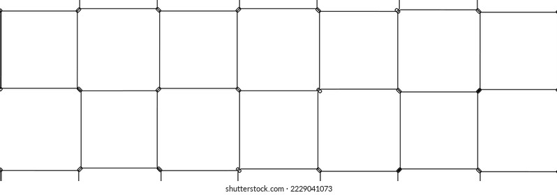 Net texture pattern on white background. Net texture pattern for backdrop and wallpaper. Realistic net pattern with black squares. Geometric background, vector illustration