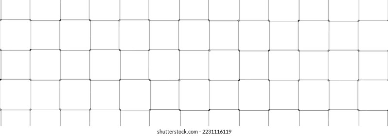 Net texture pattern on white background. Net texture pattern for backdrop and wallpaper. Realistic net pattern with black squares. Geometric background, vector illustration