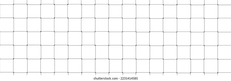 Net texture pattern on white background. Net texture pattern for backdrop and wallpaper. Realistic net pattern with black squares. Geometric background, vector illustration