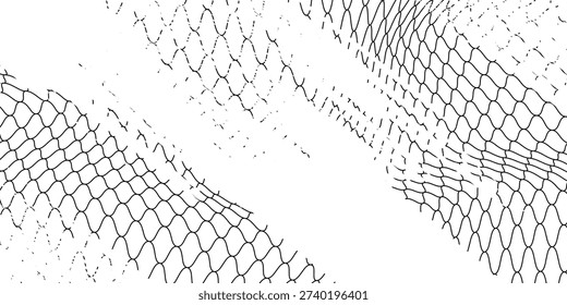 Net texture pattern on white background. Net texture pattern for backdrop and wallpaper. Realistic net pattern with black squares. Geometric background, vector illustration
